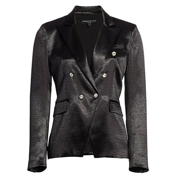 GENERATION LOVE Adele crystal button blazer black double breasted jacket XS NEW - Picture 10 of 10